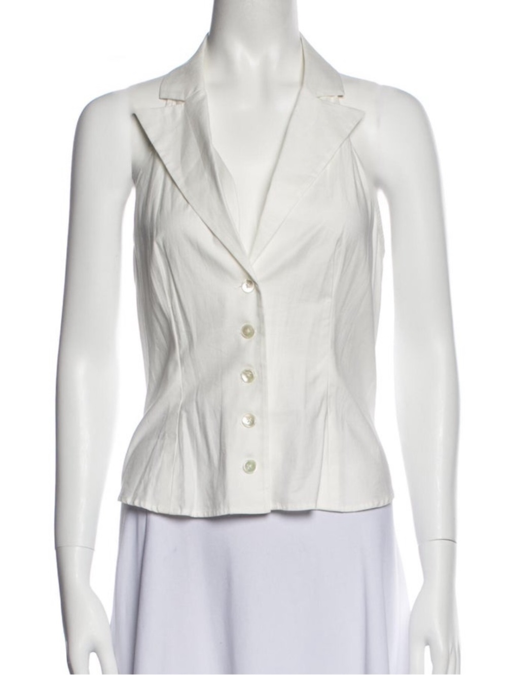 Reformation White Sleeveless Button up Top